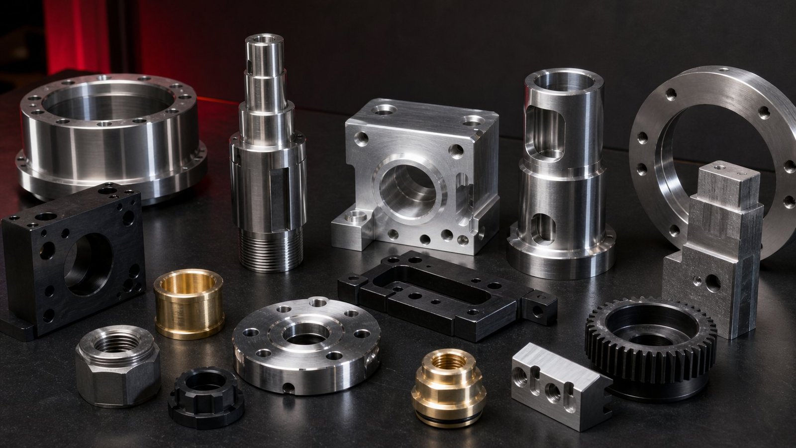Representative selection of CNC-machined metal and engineering-plastic components